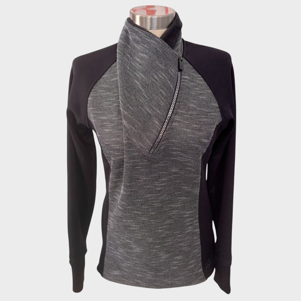 Snow Angel Black Gray Shawl Pullover Black Medium Zipper Base Layer Ski